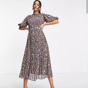 ASOS floral pleated dress